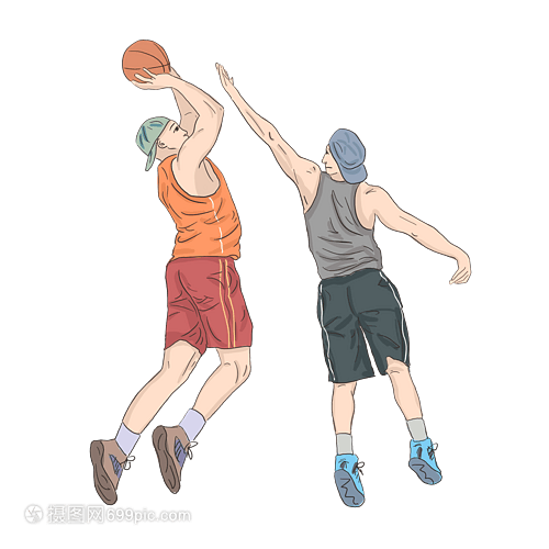 卡通簡約人物打籃球元素