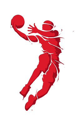 籃球運動員的剪影 藍球場上的藝術與力量