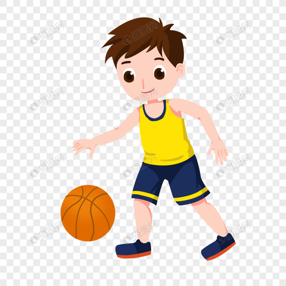 卡通男孩與籃球的歡樂時光